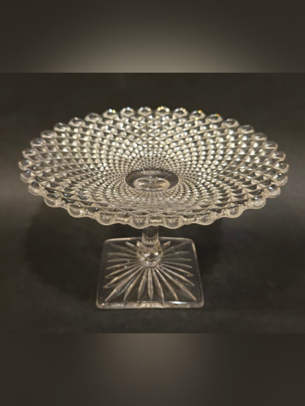 Vintage 1930s Anchor Hocking Miss America Depression Glass Compote Dish